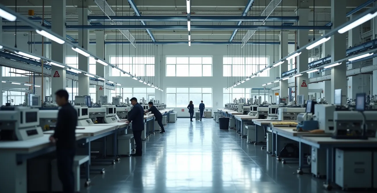 Vue d'ensemble d'une usine textile française moderne