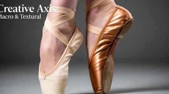 Gros plan sur les pieds d'une danseuse classique montrant le travail du cou-de-pied avec différents types de chaussons