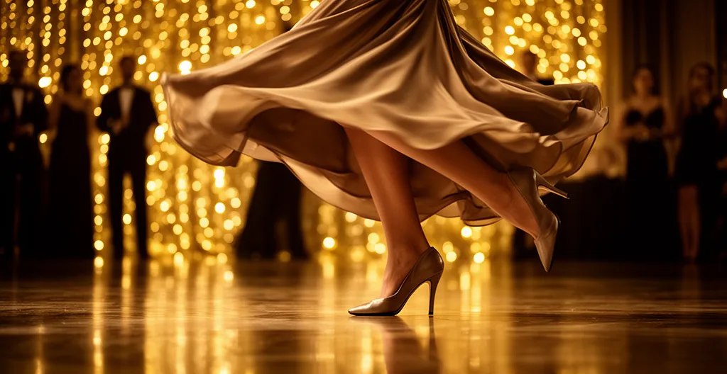 Femme élégante dansant en talons hauts lors d'une soirée festive