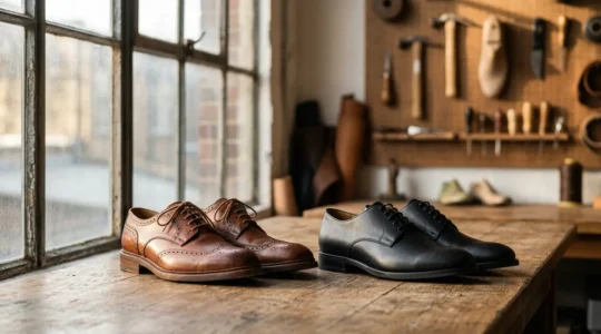 Comparaison visuelle entre chaussures de luxe artisanales et marques émergentes abordables