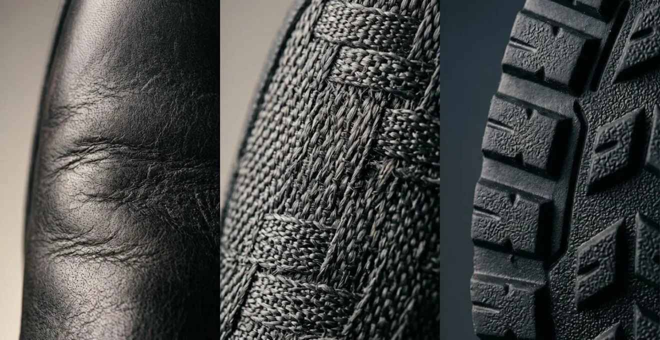 Comparaison entre différentes textures et matériaux de chaussures de luxe