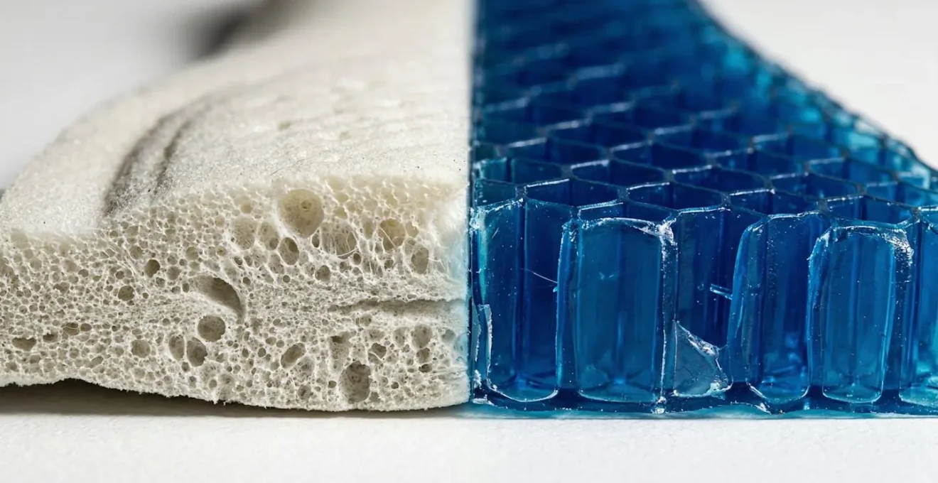 Comparaison visuelle entre semelle en mousse et semelle en gel pour hallux valgus