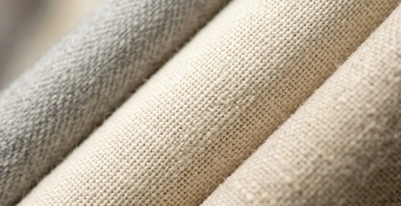 Gros plan sur différentes textures de tissus montrant la qualité du tissage