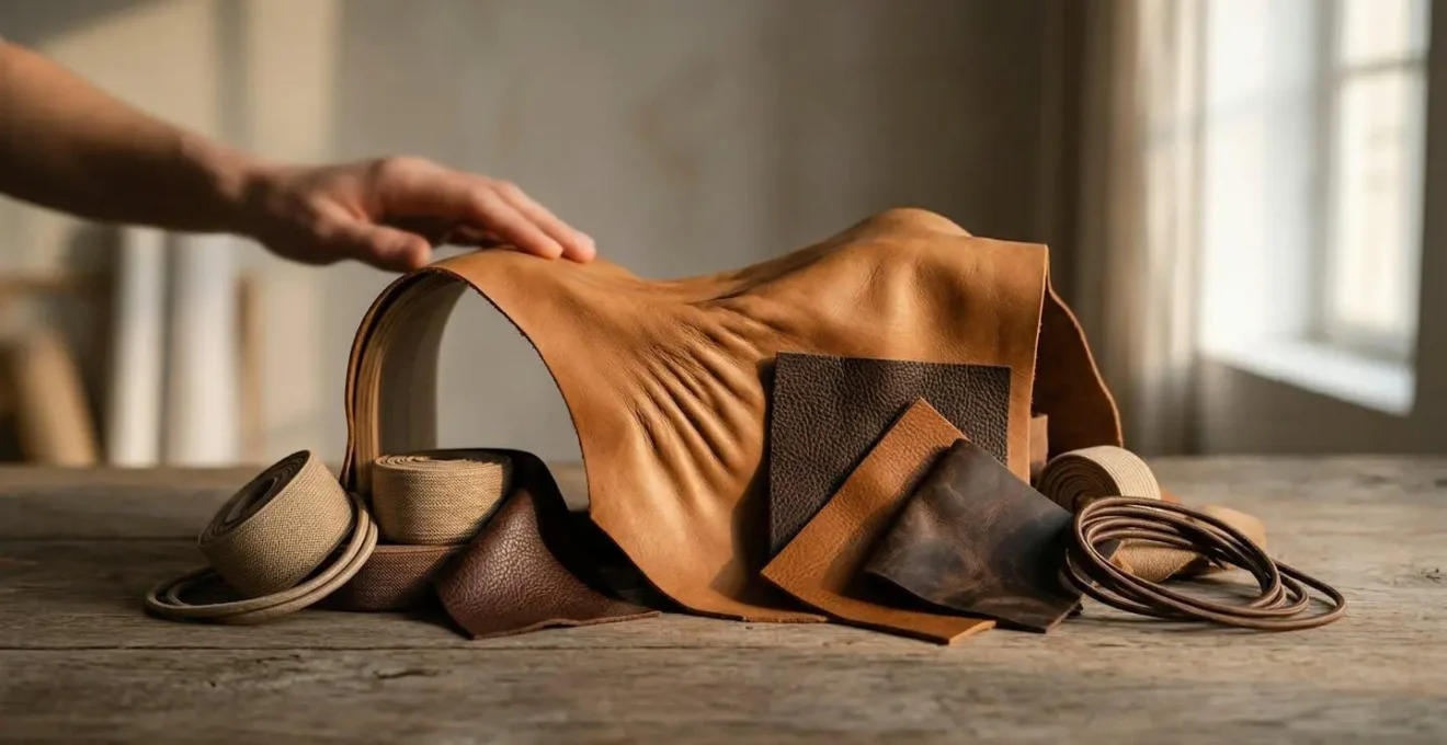 Détail macro d'un cuir stretch extensible sur une chaussure adaptée hallux valgus
